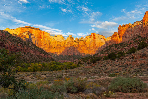 Zion NP - Towers of the Virgins at sunrise